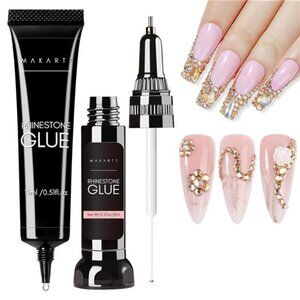 Nail Rhinestone Glue Set - Gel Nail Glue for Rhinestones, 3D Art Design
